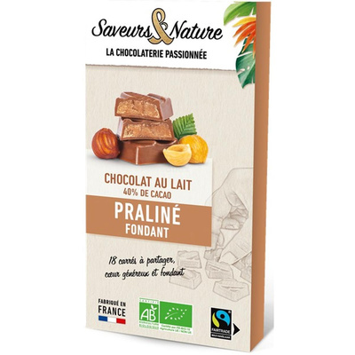 Photo de produit pour Carrés fourrés praliné enrobés de chocolat lait 18p 80g
