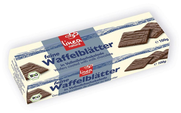 Photo de produit pour Feuille de gaufrette enrobée au chocolat lait 100g