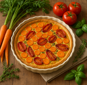 KI generiert: Das Bild zeigt ein gebackenes Gericht aus Kartoffeln und möglicherweise weiteren Zutaten wie Zwiebeln und Gemüse in einer rechteckigen Form. Eine Gabel und ein Löffel liegen darauf.