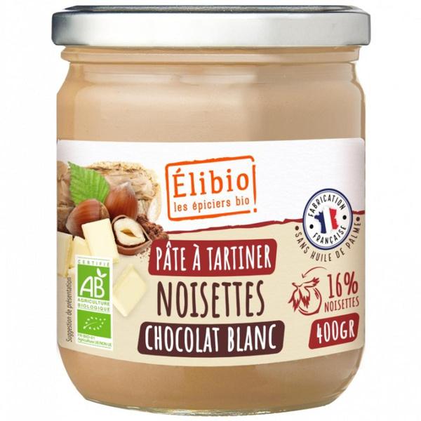 Photo de produit pour Pâte à tartiner noisette et chocolat blanc 400g