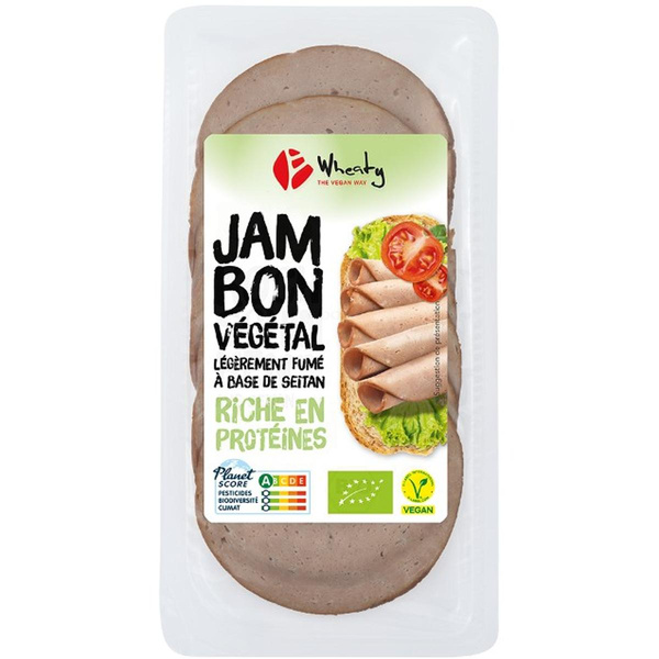 Photo de produit pour Jambon végétal légèrement fumé à base de seitan 100g