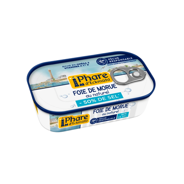 Photo de produit pour Foie de morue au naturel -50% de sel 121g