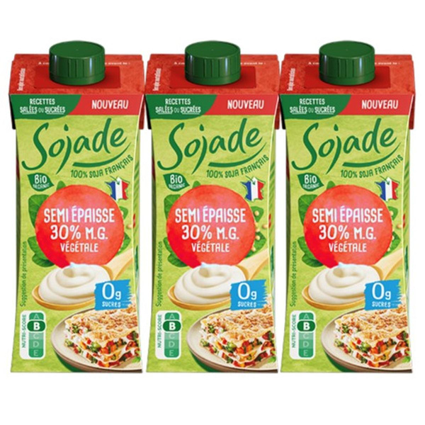 Photo de produit pour Crème cuisine soja semi-épaisse 30% MG UHT 3x20cl