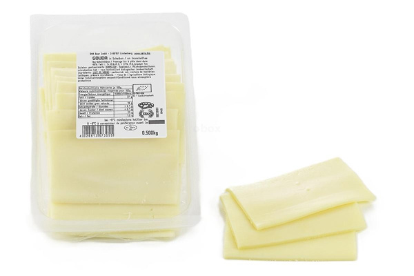 Photo de produit pour Gouda en tranches 10x10cm 500g