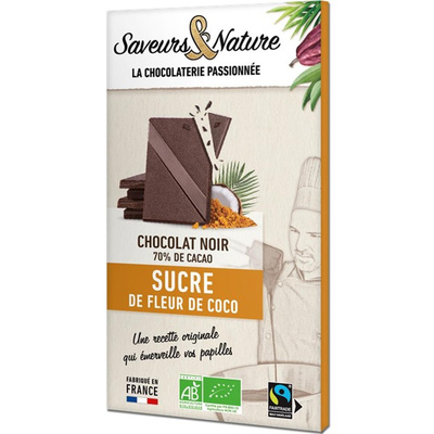 Photo de produit pour Chocolat noir 70% à la fleur de sucre de coco 80g