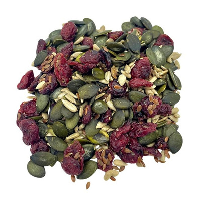 Photo de produit pour Mélange salade - graines de courge, lin, tournesol, cranberrie 200g