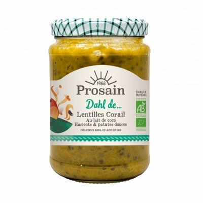 Photo de produit pour Dahl de lentilles corail au lait de coco, haricots et patate douce 360g