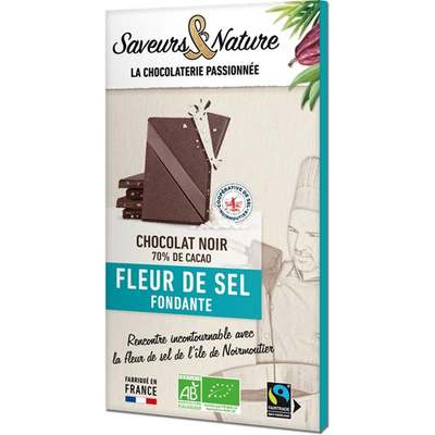 Photo de produit pour Chocolat noir 70% de cacao à la fleur de sel 80g