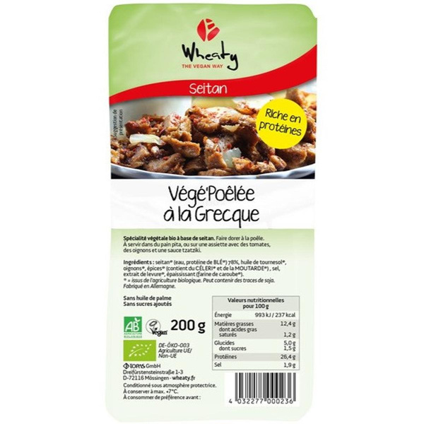 Photo de produit pour Végé'Poêlée à la grecque, à base de Seitan 200g