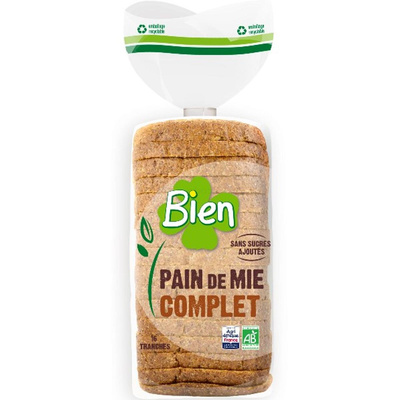 Photo de produit pour Pain de mie complet sans sucres ajoutés 280g