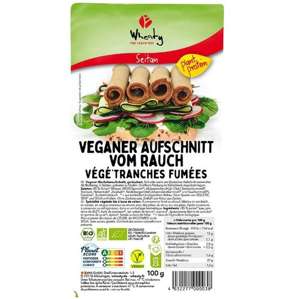 Photo de produit pour Végé'Tranches fumées, à base de Seitan, végan, 100g
