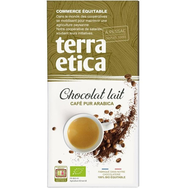 Photo de produit pour Tablette chocolat lait café pur arabica 100g