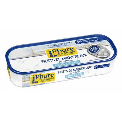 Photo de produit pour Filets de maquereaux au naturel -50% sel 151g (79g PNE)