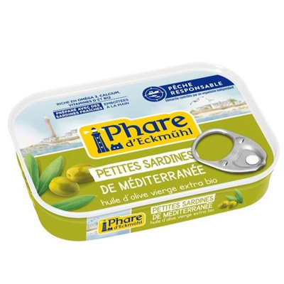 Photo de produit pour Petites sardines de Méditerranée à l'huile d'olive bio 100g