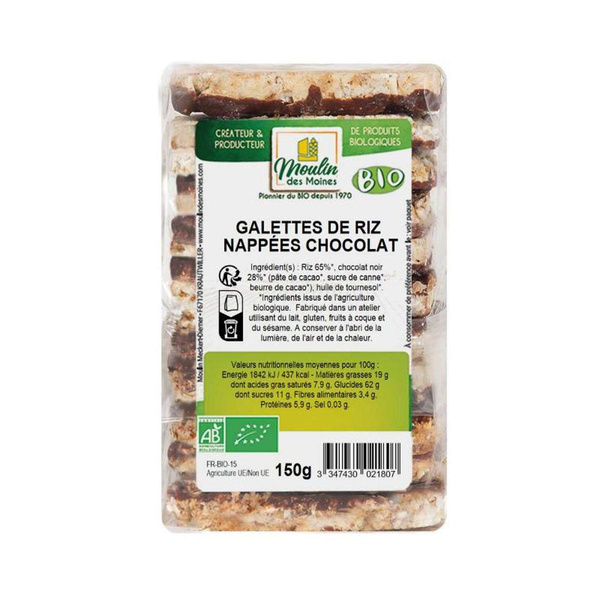Photo de produit pour Galettes de riz nappées de cacao 150g
