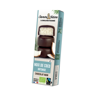 Photo de produit pour Bouchées noix de coco enrobées de chocolat noir 70% 3x15g