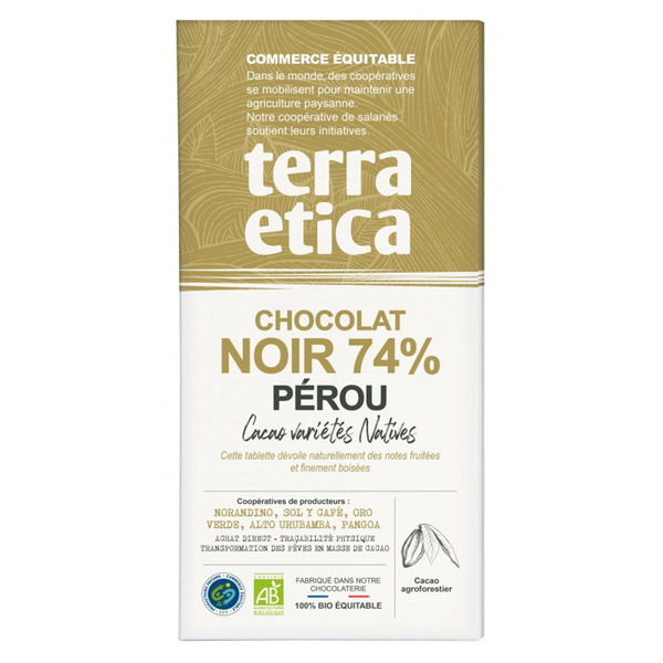 Photo de produit pour Tablette chocolat noir 74% Pérou 100g