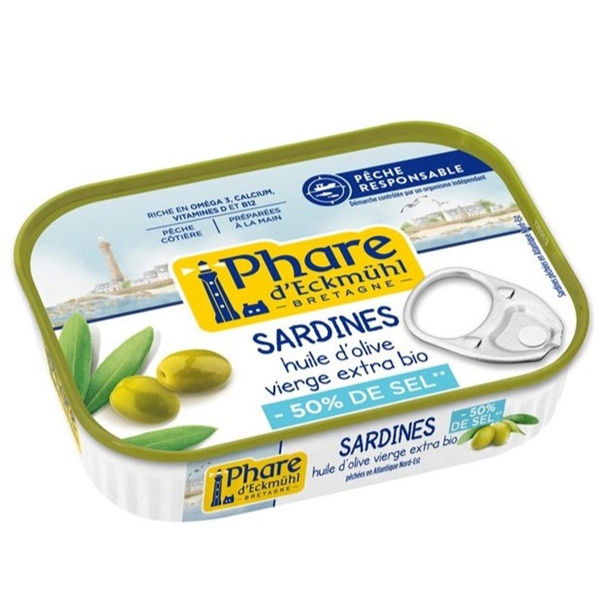 Photo de produit pour Sardine huile d'olive bio -50% de sel 115g