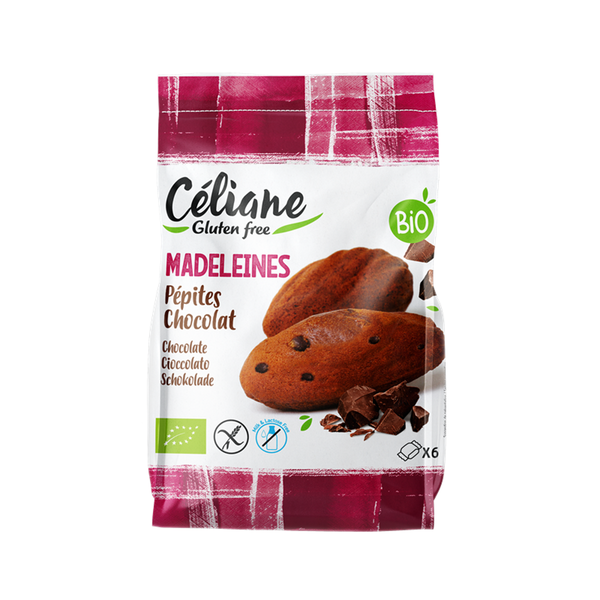 Photo de produit pour Madeleines aux pépites de chocolat, sans gluten sans lactose (x6) 180g