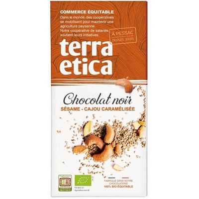 Photo de produit pour Tablette chocolat noir sésame - cajou caramélisée 100g