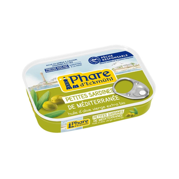 Photo de produit pour Petites sardines de Méditerranée à l'huile d'olive bio 100g