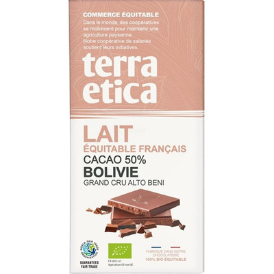 Photo de produit pour Tablette chocolat lait 50% de cacao Bolivie 100g
