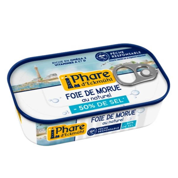 Photo de produit pour Foie de morue au naturel -50% de sel 121g -30% fournisseur