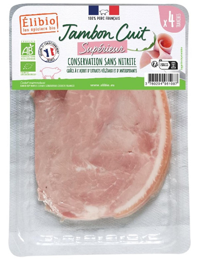 Photo de produit pour Jambon supérieur avec couenne, sans nitrite 160g