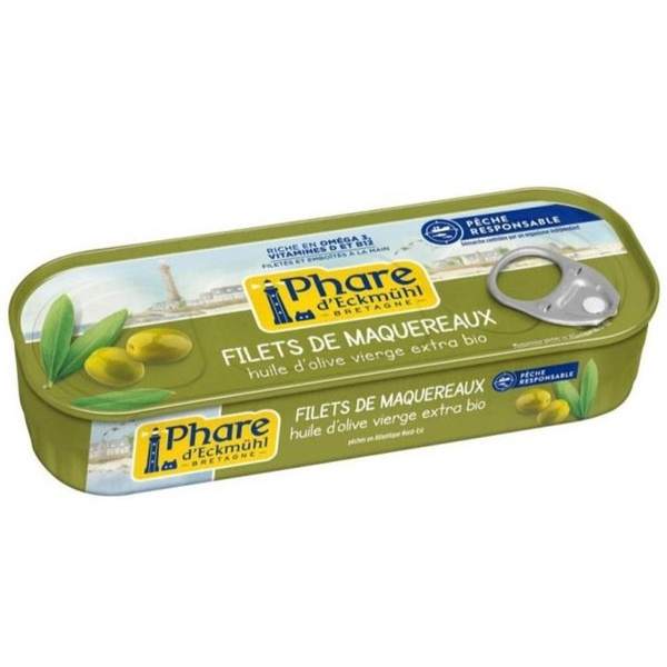 Photo de produit pour Filets de maquereaux "pêche responsable" à l'huile d'olive bio 151g