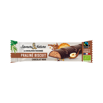 Photo de produit pour Barre praliné biscuit chocolat noir 30g