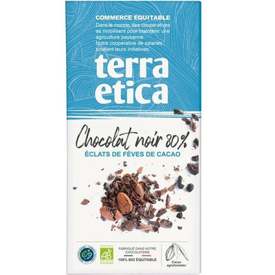 Photo de produit pour Tablette chocolat noir 80%  éclat de fève de cacao 100g
