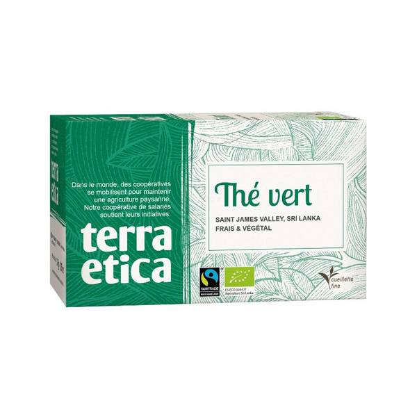Photo de produit pour Thé vert equitable - 20 infusettes de 36g
