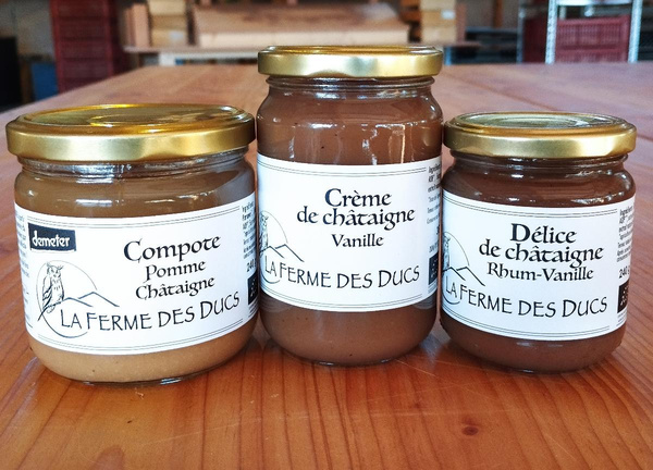 Photo de produit pour Lot: Compote pomme-marron, Délice Rhum Vanille, Crème de marron vanille