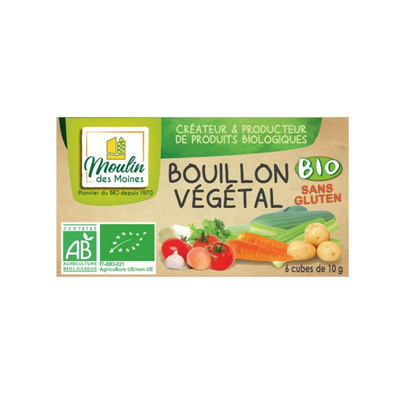 Photo de produit pour Bouillon végétal en cube, sans gluten, étui de 6x10g