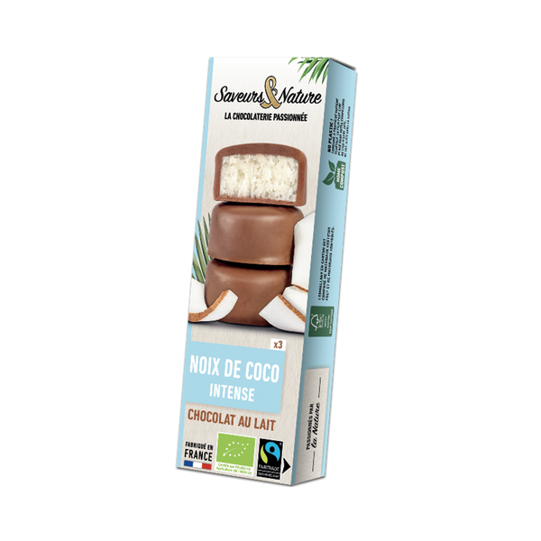 Photo de produit pour Bouchées Noix de coco enrobées de chocolat noir 70% 3x15g