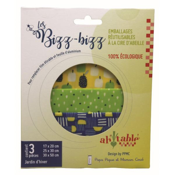 Photo de produit pour Bizz bizz en cire d'abeille motif JARDIN x 3