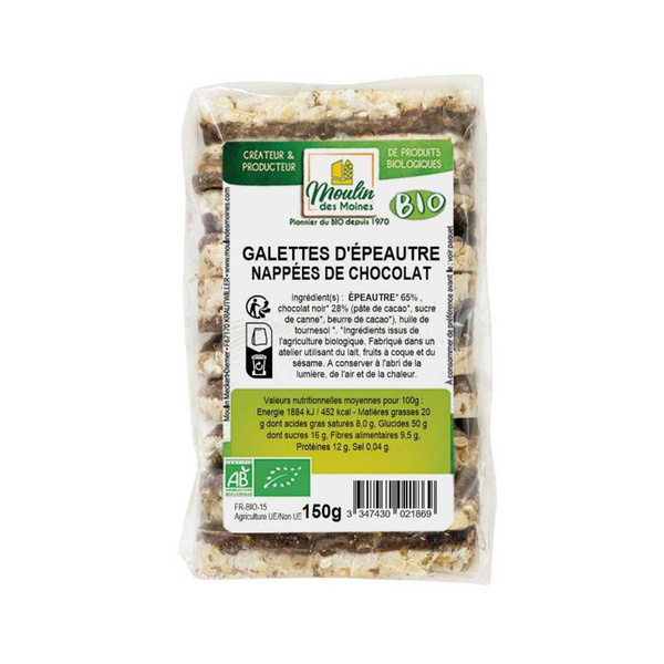 Photo de produit pour Galettes d'épeautre nappées de cacao 150g