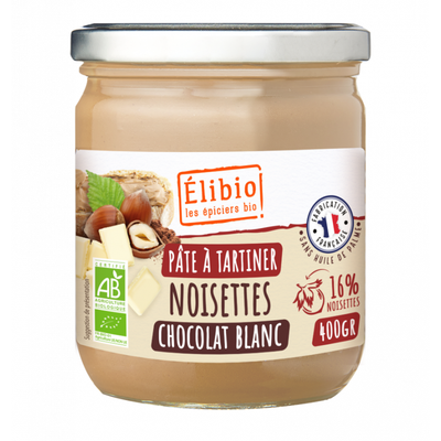Photo de produit pour Pâte à tartiner noisette et chocolat blanc 400g