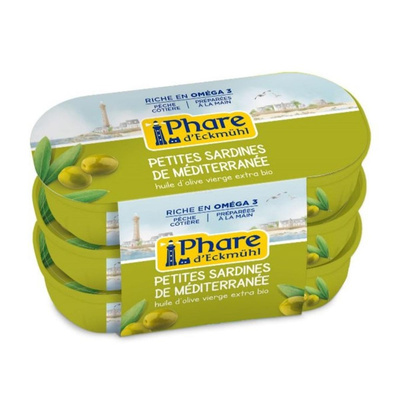 Photo de produit pour Petites sardine de méditerrannée à l'huile d'olive 3x55g