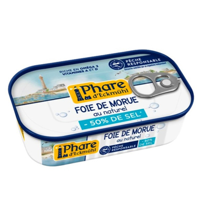 Photo de produit pour Foie de morue au naturel -50% de sel 121g -30% fournisseur