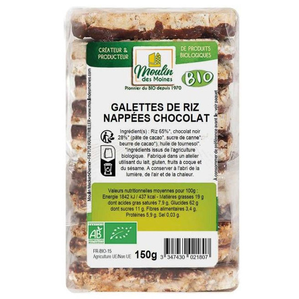 Photo de produit pour Galettes de riz nappées de cacao 150g