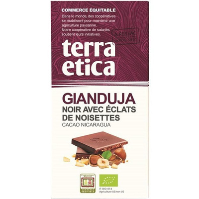 Photo de produit pour Tablette chocolat noir Gianduja, éclats de noisettes 100g