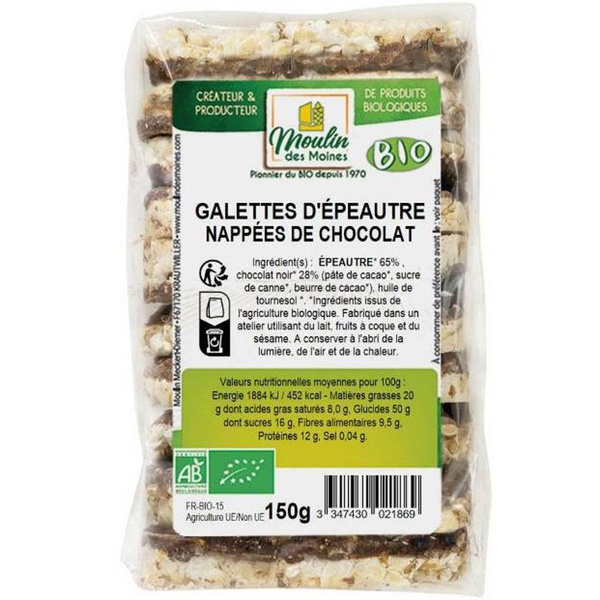 Photo de produit pour Galettes d'épeautre nappées de cacao 150g